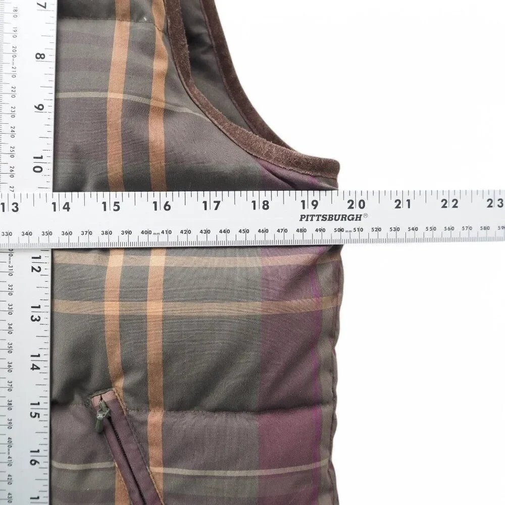 Ralph Lauren Premium Goose‎ Down Reversible Plaid Full Zip Vest Olive Women's L